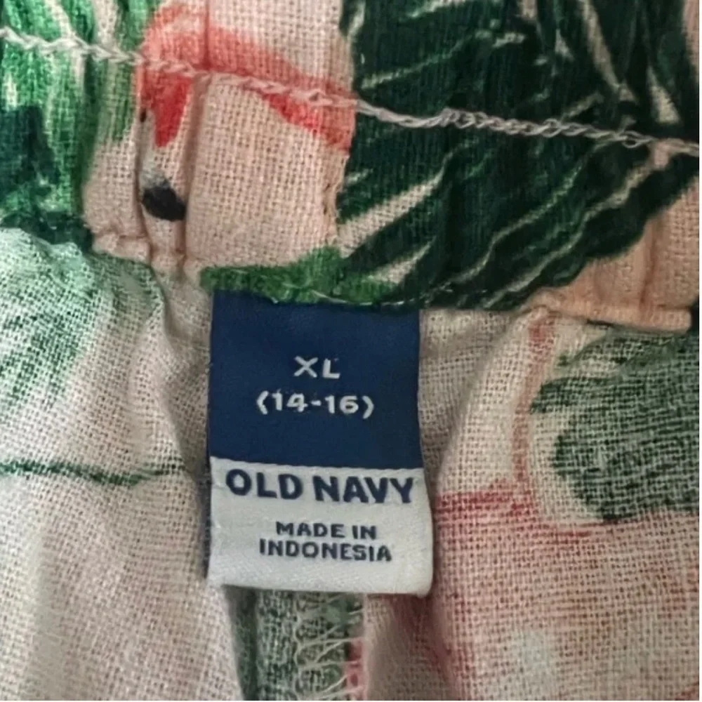 New Old Navy Girl’s Linen Blend Flamingo Shorts Size XL 14-16 Match The Fam NWT